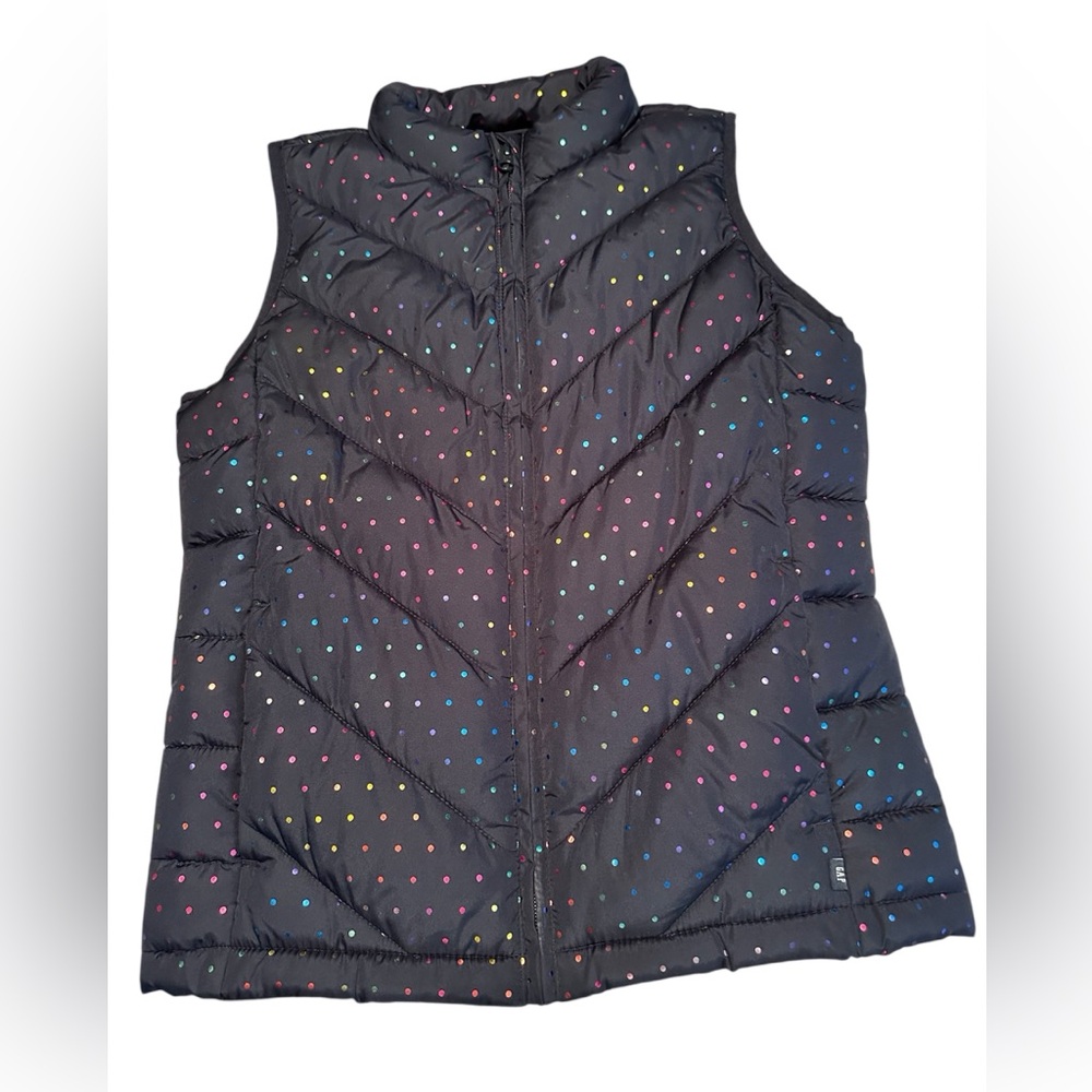 Gap Teen Girls Puffer Vest Water Resistant XL Blue Polka Dots